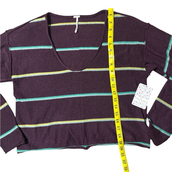 Free People Multicolor Striped V-Neck Sweater , the softest! XS - Picture 5 of 5
